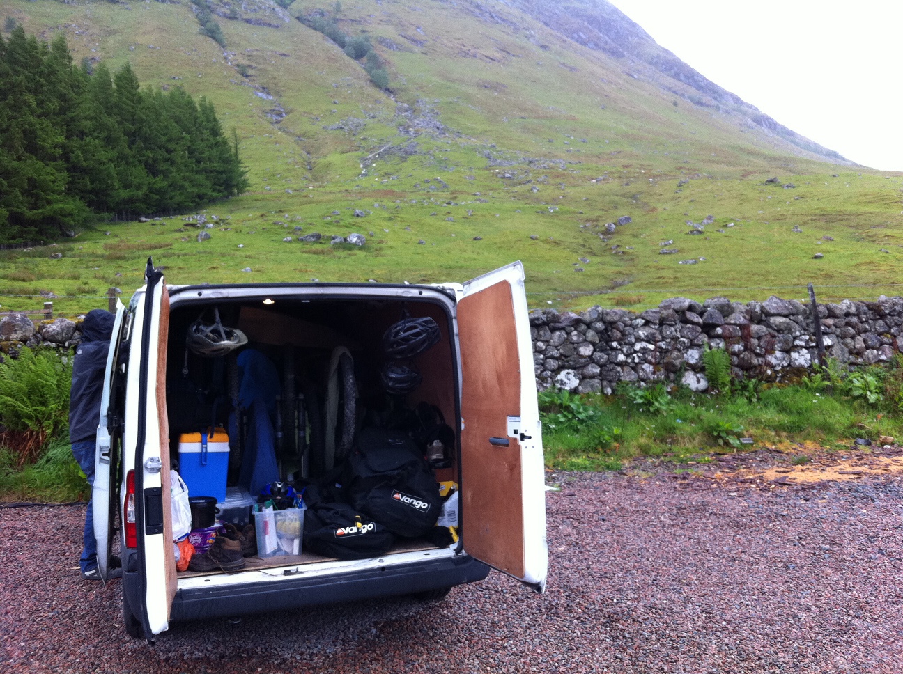 transit van with mountain bike kit in, scotland